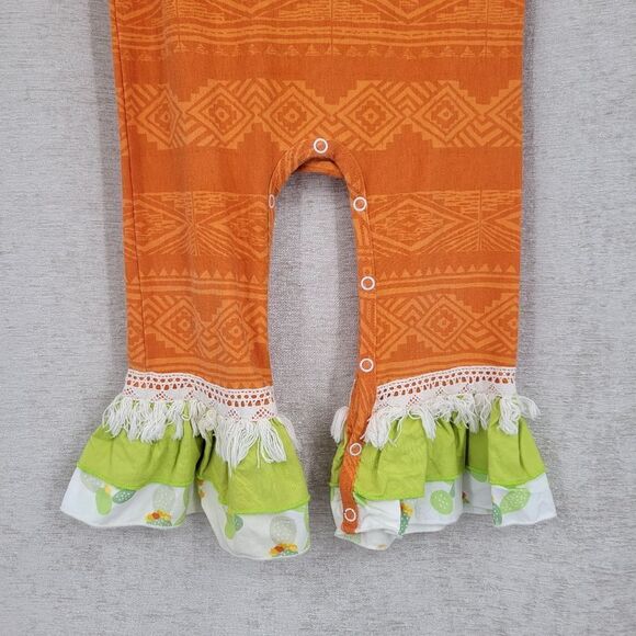 Ricrac & Ruffles Cactus Coture Ruffled Ankle Jumpsuit Romper Girls Size 24mo - Picture 3 of 11